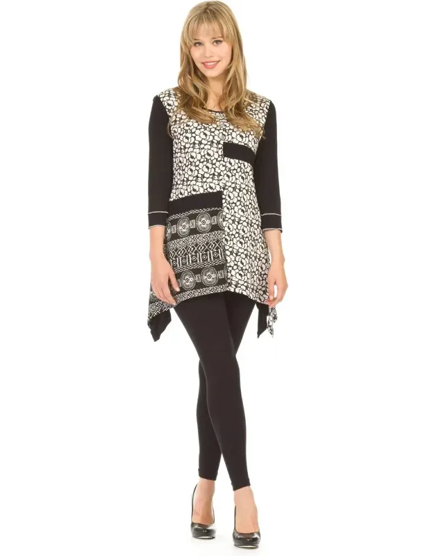 Global Print Patch Sweater Dress