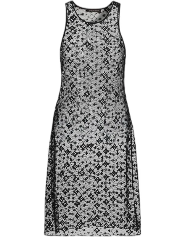 Diamond-embroidered Sheer Midi Dress