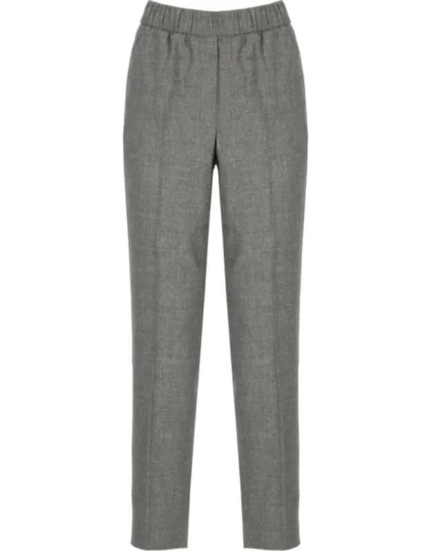 Straight-leg Pants With Elastic Waistband And Faux Pockets