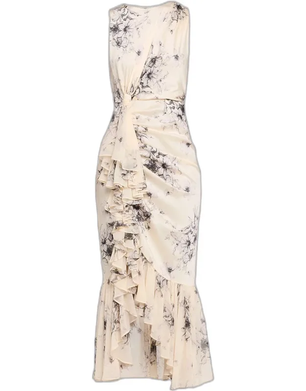 Floral Ruffled Midi Dress