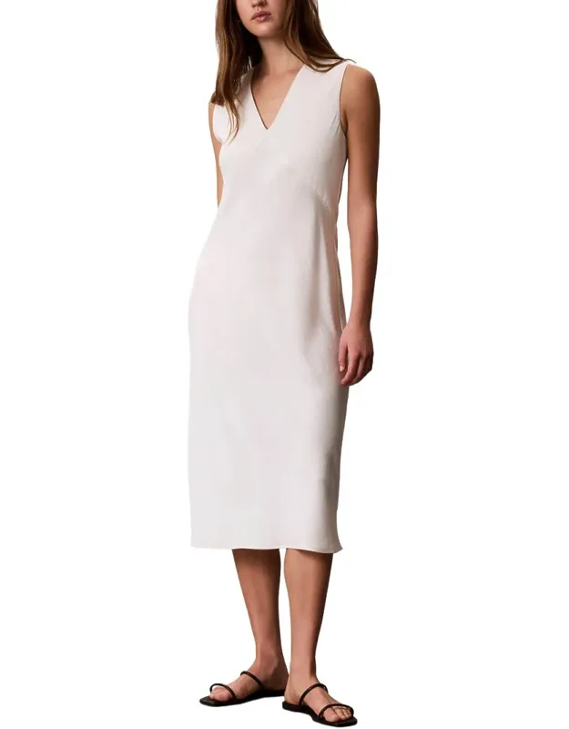 Crepe Satin Midi Dress