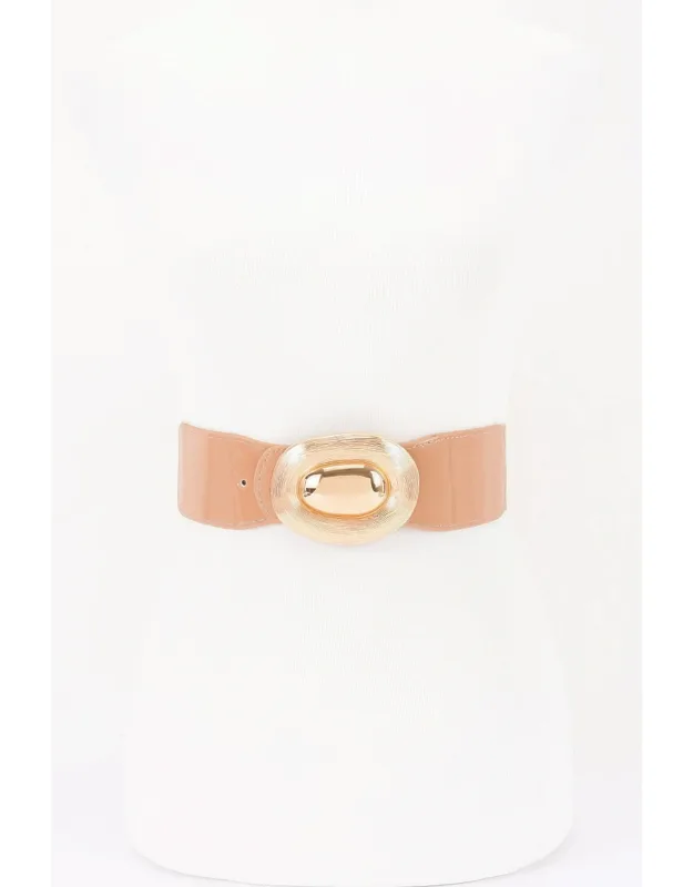 Oval Buckle Wide Waist Belt