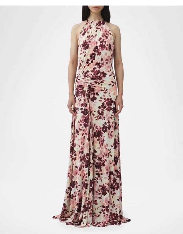 Cerin Floral-print Jersey Halter Maxi Dress