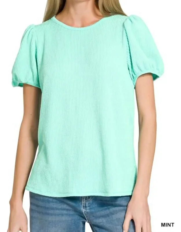 Puff Sleeve Corded Shirt