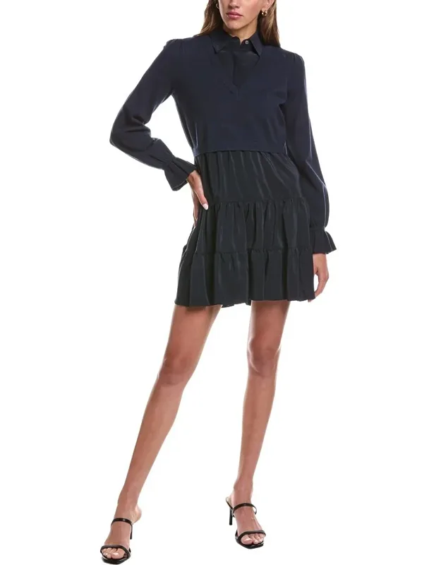 Knit Combo Silk-trim Dress