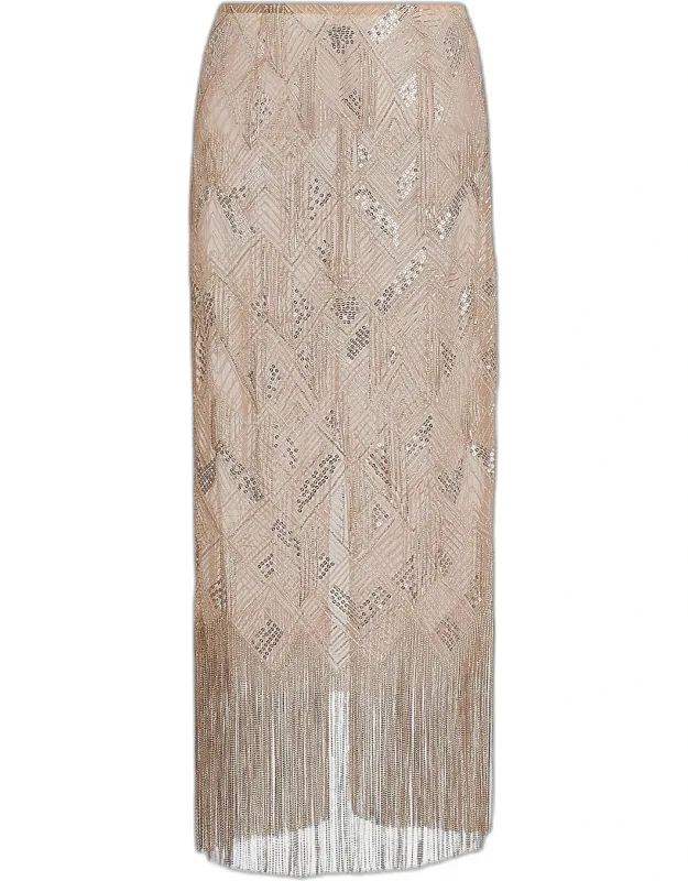 Fringe-trim Midi Skirt