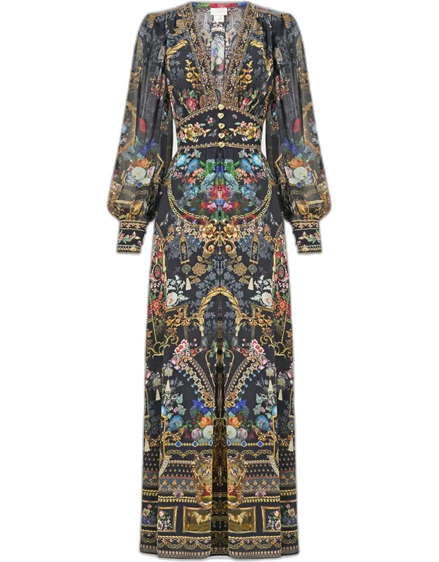 Night Garden Silk Maxi Dress
