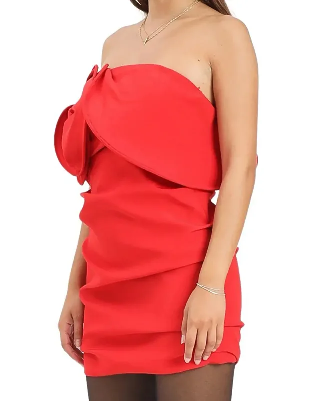 Asymmetrical Bustier Mini Dress With Sculptural Detailing