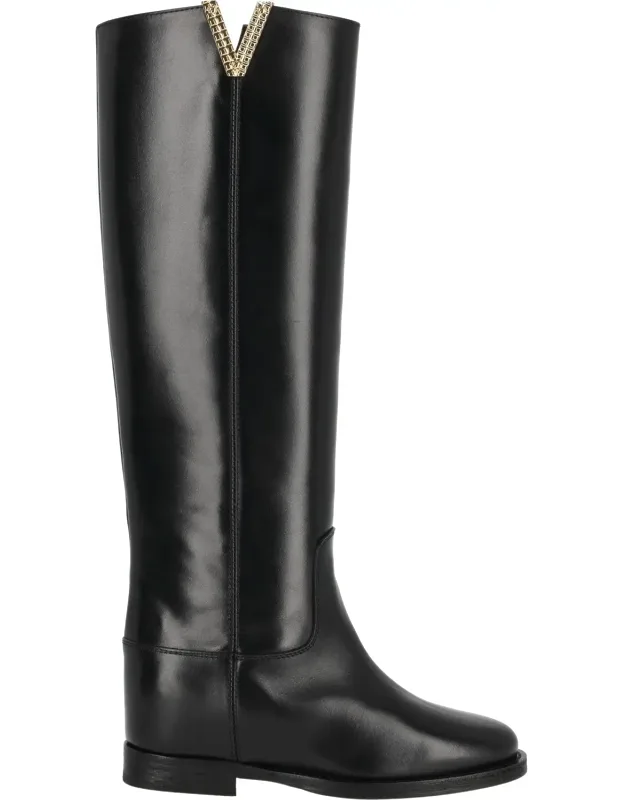 Tall Leather Studded Boots