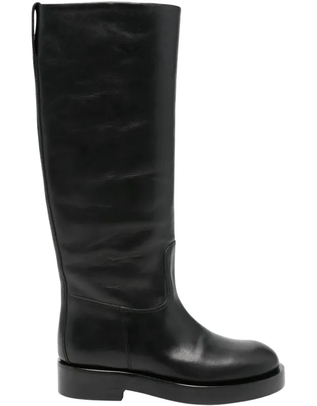 Nappa Leather Flat Boots