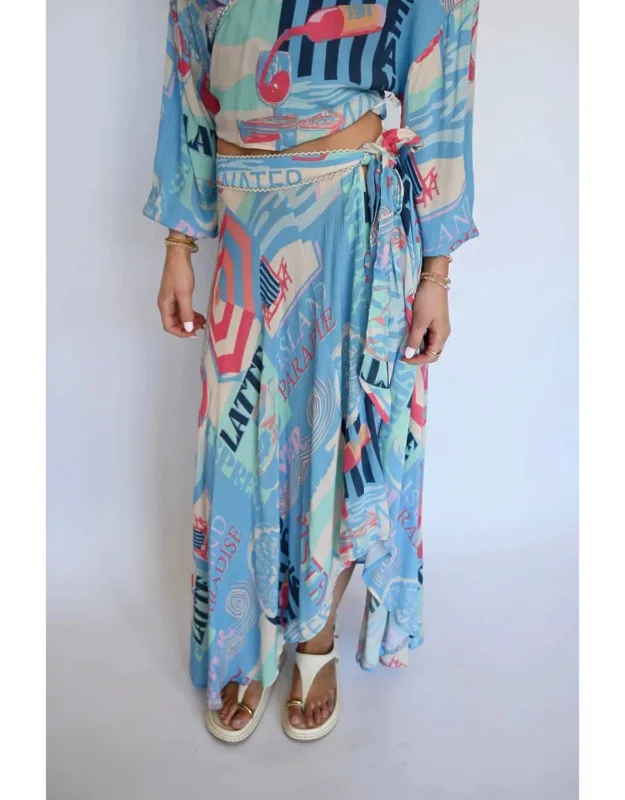 Printed High Low Side Slit Skirt