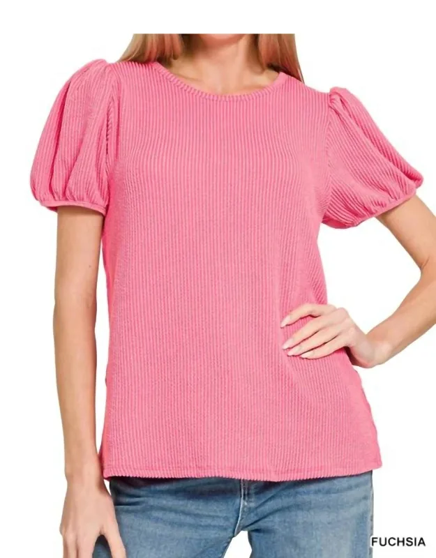 Puff Sleeve Corded Shirt