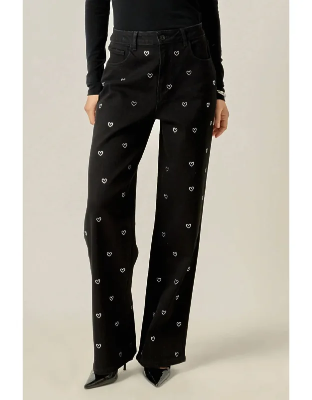 Rhinestone Heart Jeans