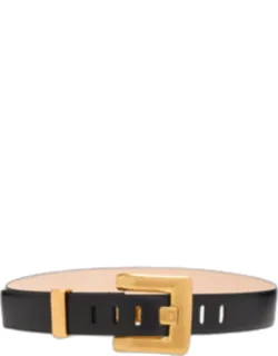 Anthem Calfskin Leather Belt With Gold-tone Metal Buckle