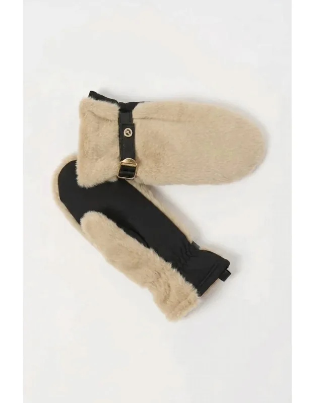 Belted Jewel Embellished Faux Fur Gloves