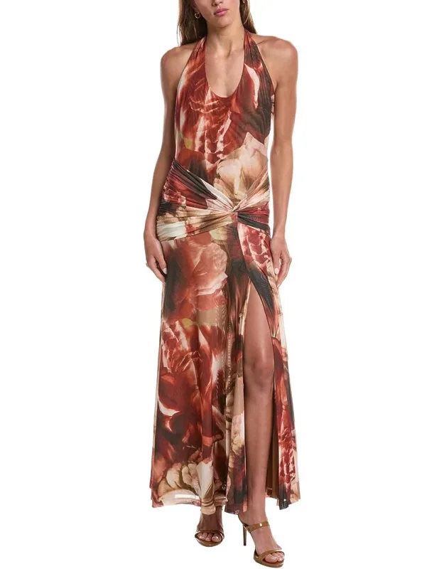 Halter Mesh Midi Dress
