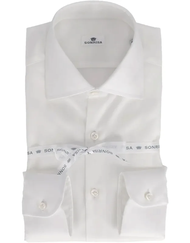Classic Cotton Dress Shirt With Pointed Collar