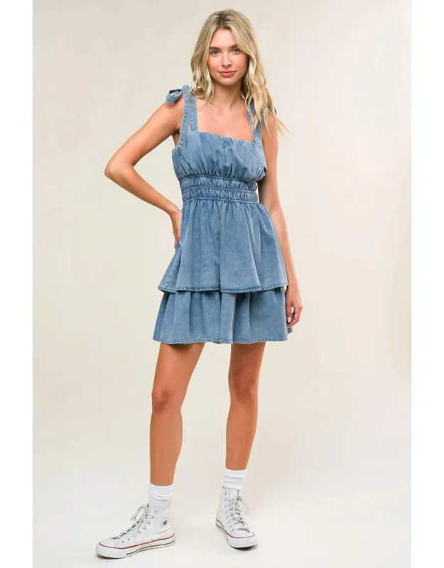 Along The Shoreline Denim Mini Dress