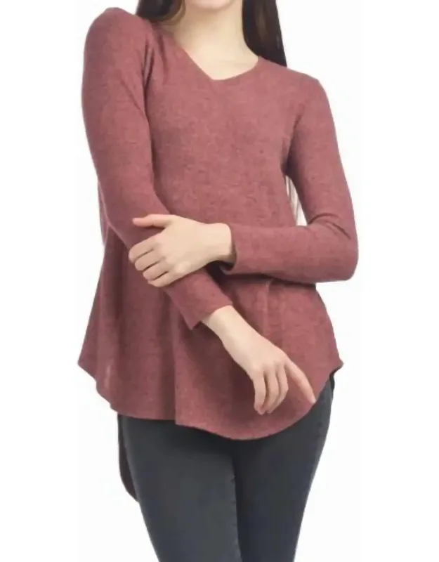 Brushed Tiger Jersey V Neck High Low Tunic