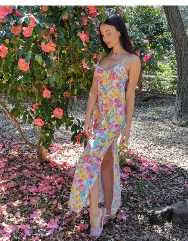 Lennon Zipslip Dress With Floral Print And Maxi Length
