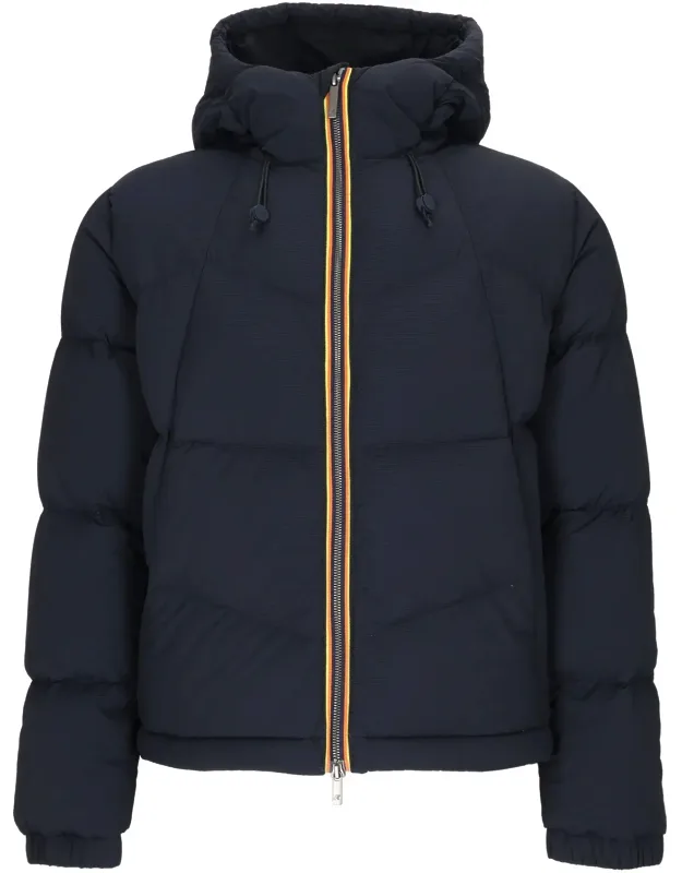 Padded Short Jacket With Quilted Design And Contrasting Trim