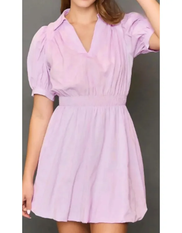Puff Sleeve Smocked Waist Mini Dress