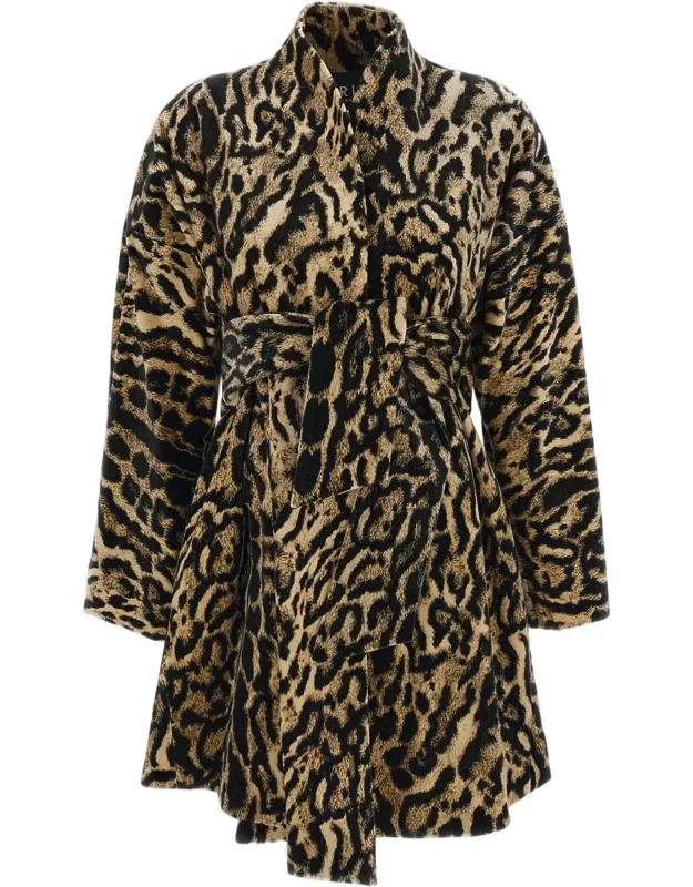Animal Print Belted Coat