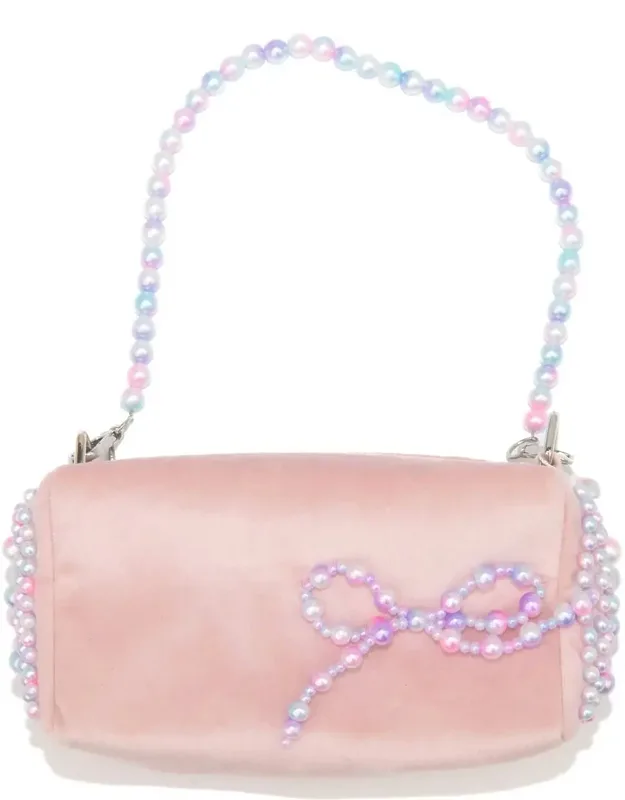 Bag Velvet With Pearl Bow