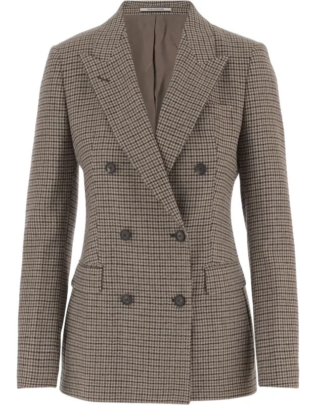 Checked Double-breasted Blazer