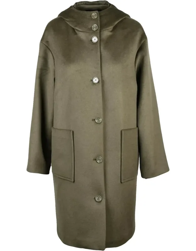 Timeless Wool Overcoat With High Collar And Button Closure