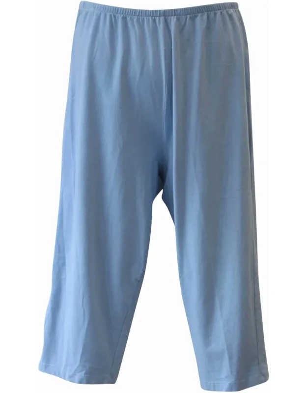 Capri Leggings - Plus In Light Blue With Full Elastic Waist And Tapered Leg Style_