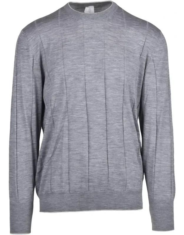 Slim Fit Wool Under Jacket Sweater With Vertical Ribbed Pattern