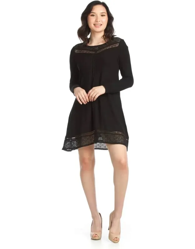 Lace Inset A-line Sweater Dress
