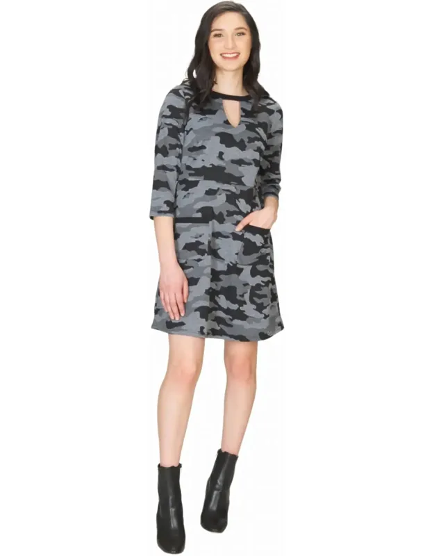 Camo Keyhole Neck Dress