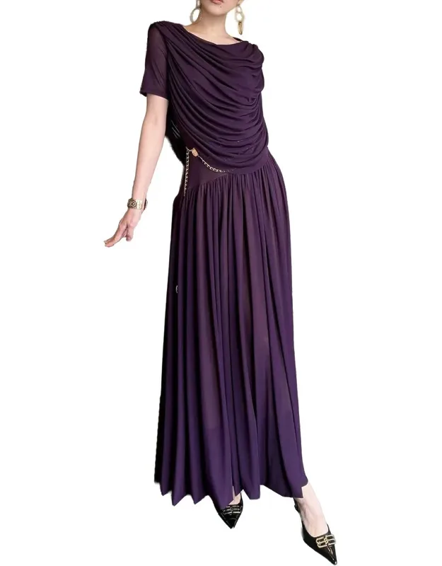 Short Sleeve Solid Maxi Dress