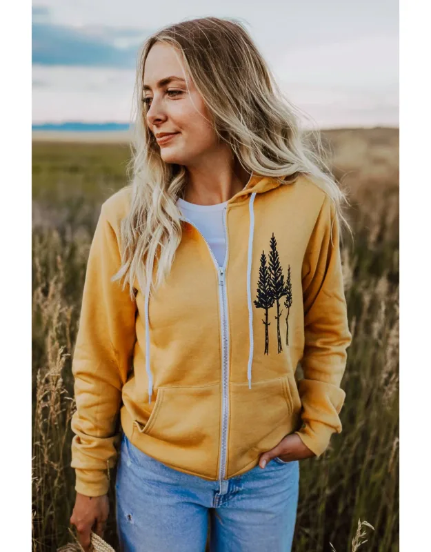 Rustic Three Tree Zip Hoodie