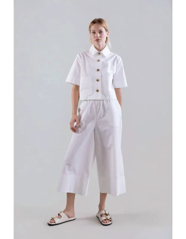 Elastic Waist Cotton Palazzo Pants