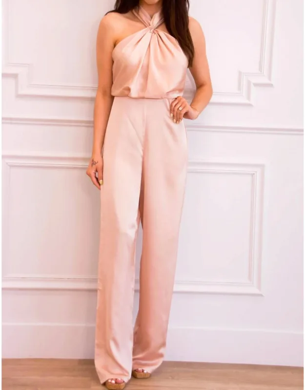 Drawn To You High Neck Satin Jumpsuit