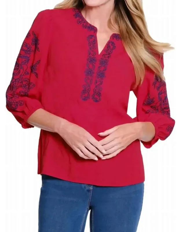 Cherry Blossom Embroidered Blouse