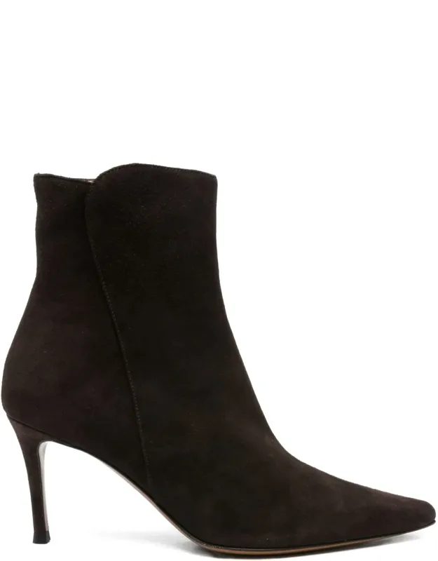 Pointed Toe Ankle Boots With Mid-height Stiletto Heels