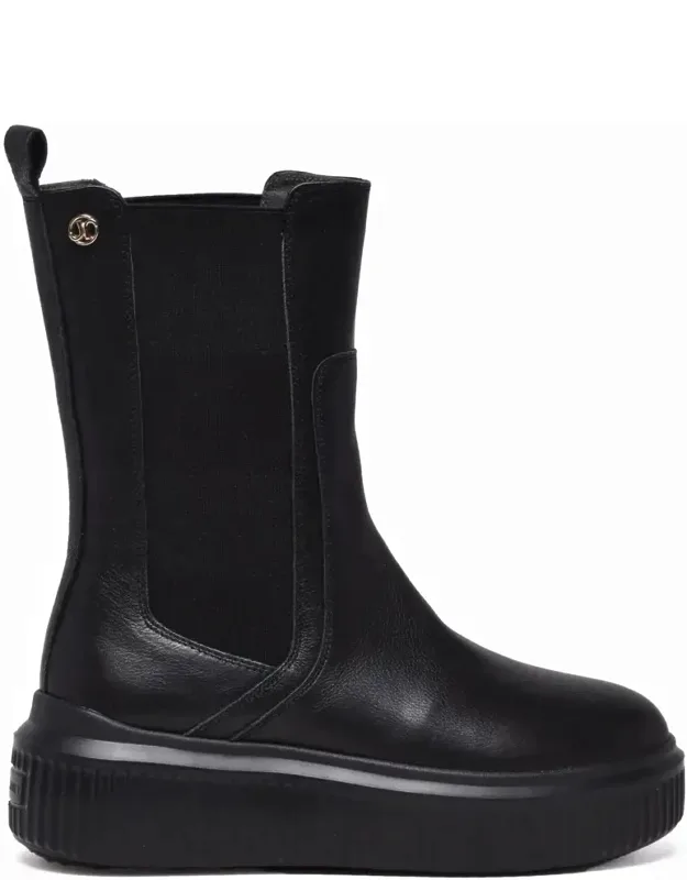 Leather Side-panel Ankle Boots