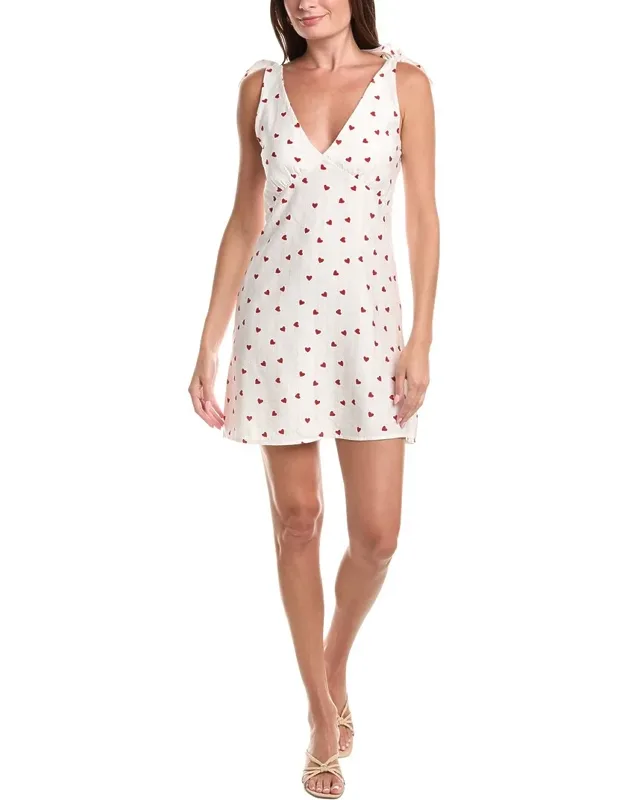 Mini Dress With V-neck And Self-tie Shoulder Straps