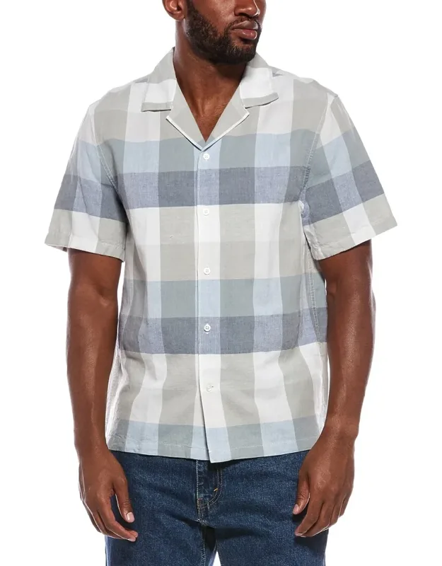 Short Sleeve Button Up Linen-blend Shirt