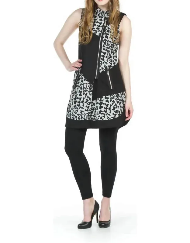 Zip Up Patchwork Sweater Vest