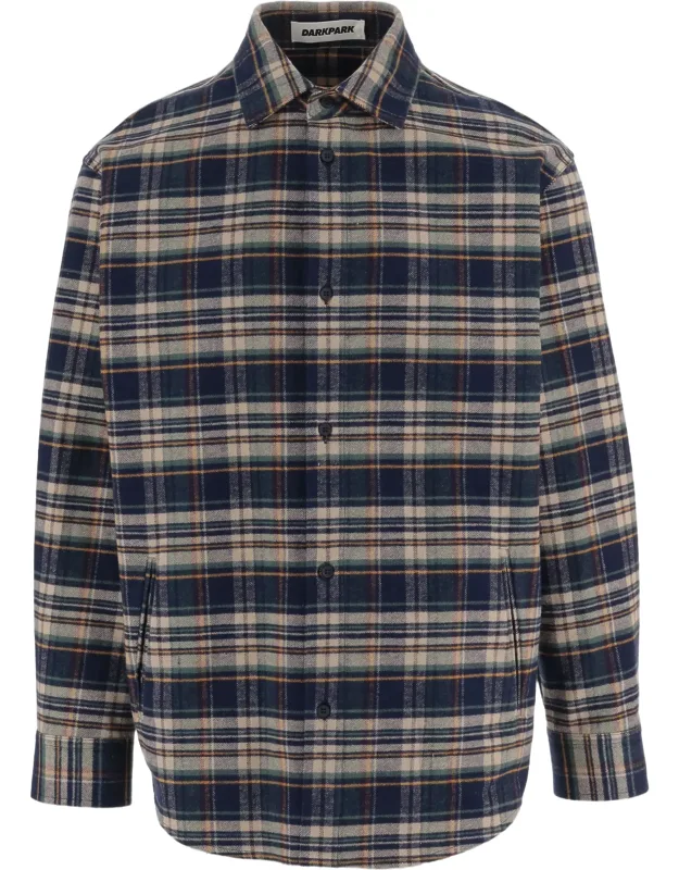 Check Pattern Cotton Shirt With Classic Collar And Two Side Pockets