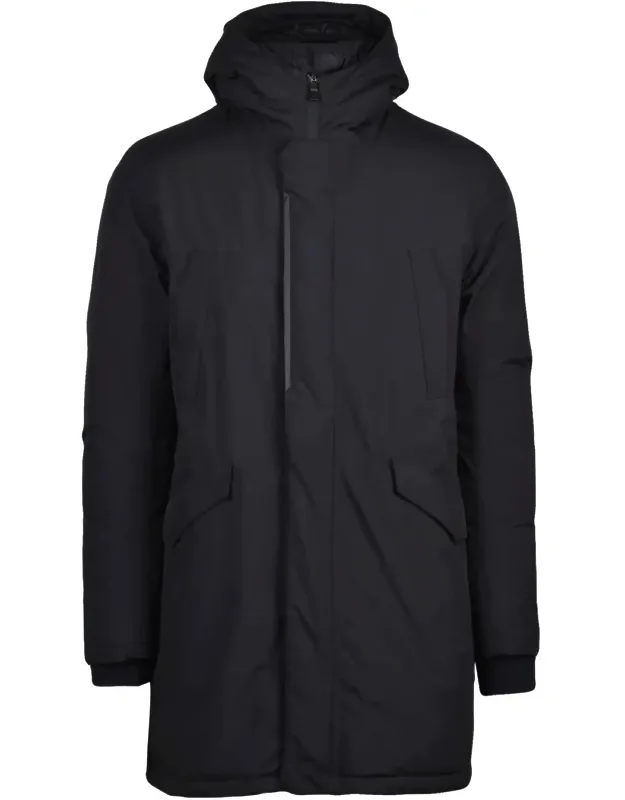 Insulated Down Parka With High Collar And Adjustable Hem