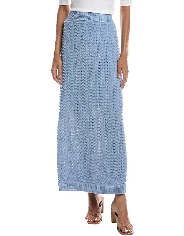 Knitted Wave Pointelle Midi Skirt