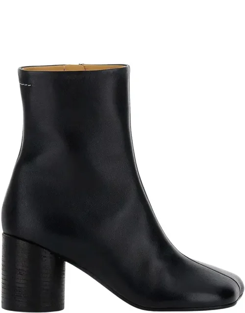 Asymmetrical Toe Leather Ankle Boots