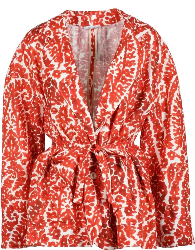 Linen-blend Patterned Blazer