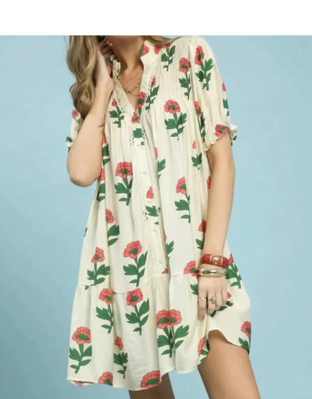 Floral Print Babydoll Dress